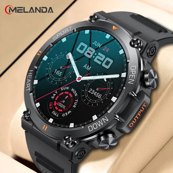 MELANDA 1.39 Inch HD Bluetooth Call Smart Watch Men Sports Fitness Tracker Heart Monitor 400mAh Smartwatch For Android IOS K56