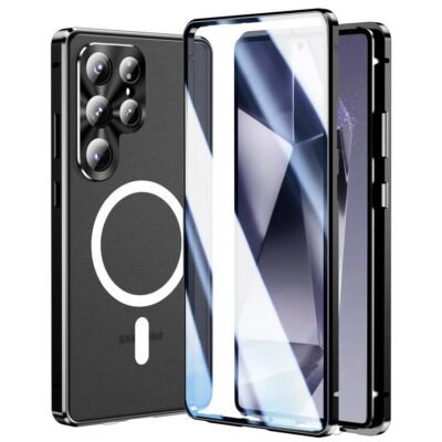 HD Full Cover Magsafe Magnetic Metal Tempered Glass Phone Case