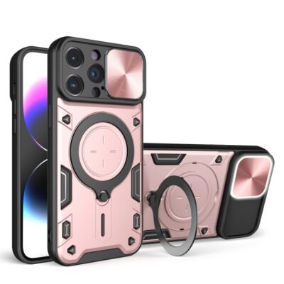 CD Texture Sliding Camshield Magnetic Holder Phone Case