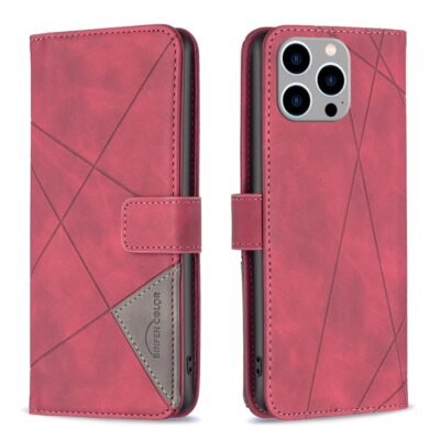 Magnetic Buckle Rhombus Texture Leather Phone Case