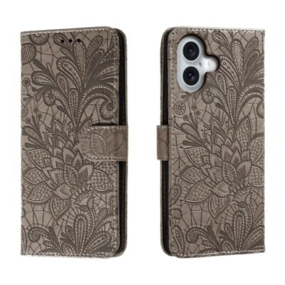 Lace Flower Embossing Flip Leather Phone Case
