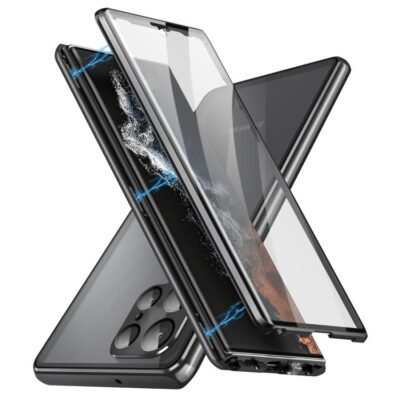 HD Full Cover Magnetic Metal Tempered Glass Phone Case