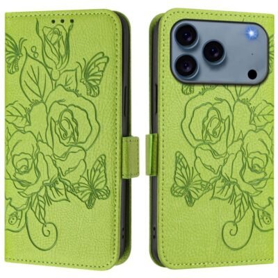 Embossed Rose RFID Anti-theft Leather Phone Case