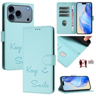 Smile Embossing RFID Leather Phone Case