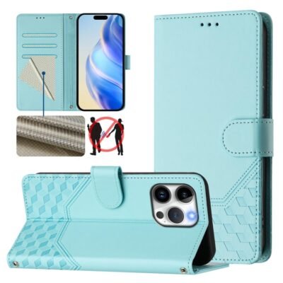 Honeycomb Embossing RFID Leather Phone Case