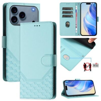 Honeycomb Embossing RFID Leather Phone Case