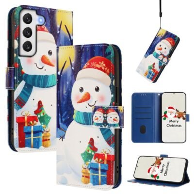 Christmas Series Buckle Leather Phone Case with Hand Strap