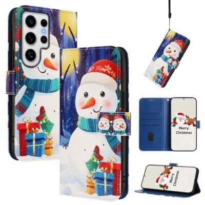 Christmas Series Buckle Leather Phone Case with Hand Strap