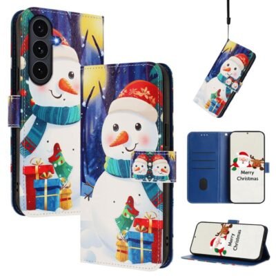 Christmas Series Buckle Leather Phone Case with Hand Strap