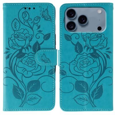 Rose Butterfly Embossed Leather Phone Case
