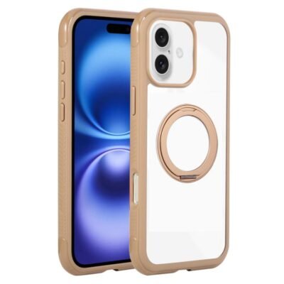 Solid Color Edge Transparency Rotation Holder MagSafe Phone Case